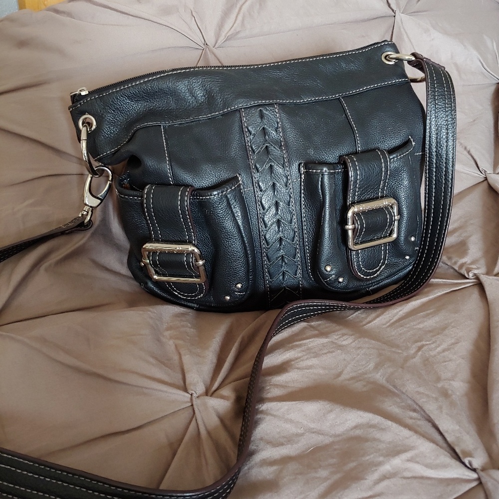 Tignanello Black Leather Crossbody